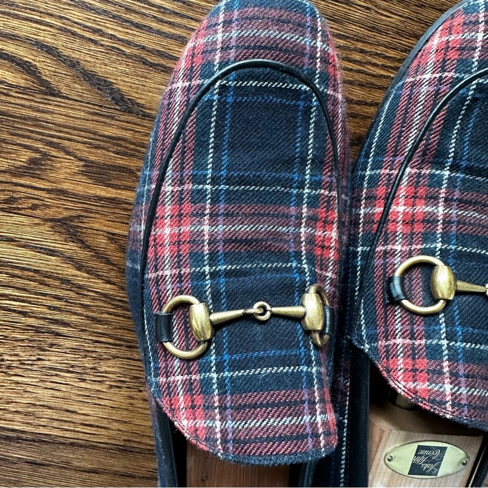 Authentic Men’s Gucci Jordaan Tartan Red & Blue Loafers - Picture 7 of 12